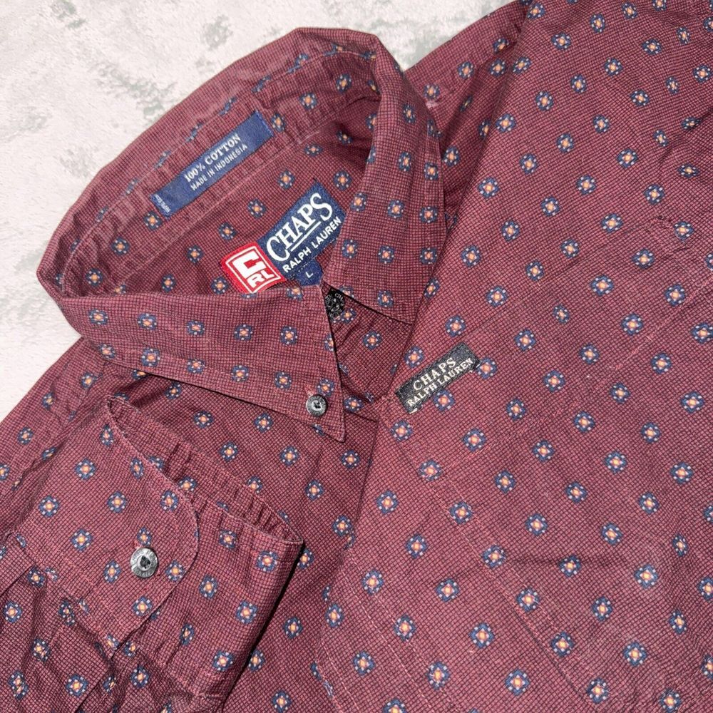 Vintage Chaps Ralph Lauren Men's Shirt Size Large Y2k Cotton All‎ Over Print